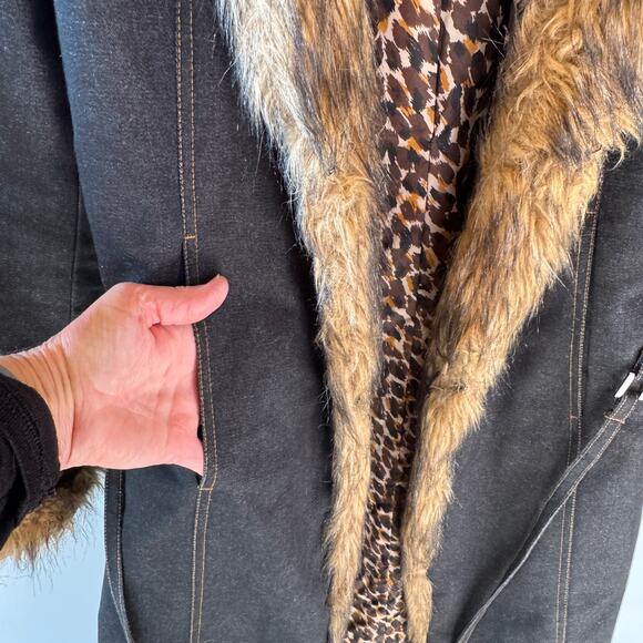 Vintage Express Denim  with Faux Fur Trim Penny Lane jacket - Picture 3 of 12